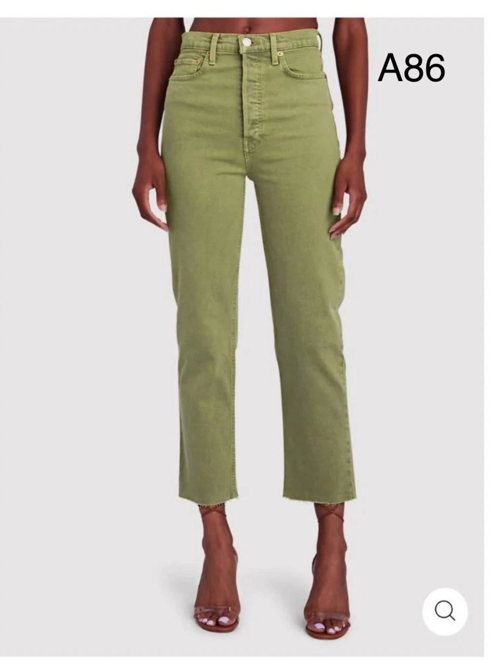Zara Green High-Rise Cropped Straight Jeans,Size 2